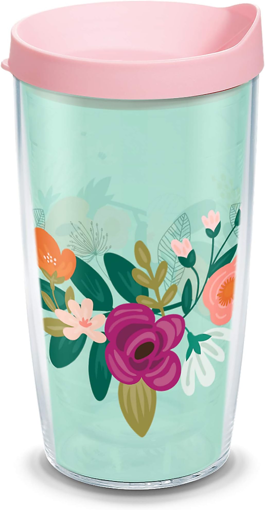 Tervis Neo Mint Floral Insulated Tumbler, 24oz, Clear