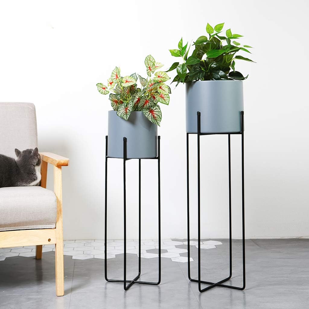 Nordic Outdoor Metal Flower Rack Living Room Balcony Decoration Plant Pot Shelf Iron Art Herb Bonsai Display Shelves Floor-Stand(S+L)