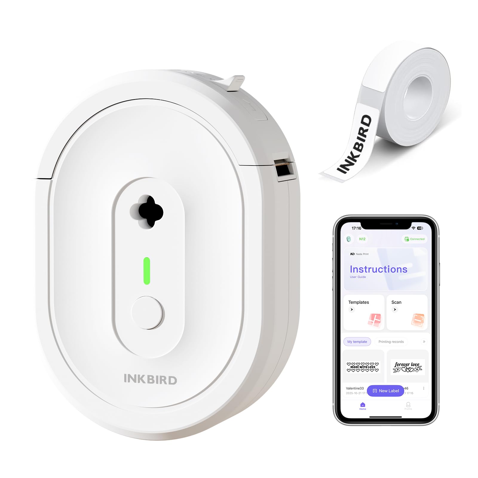 Amazon.com: Inkbird Bluetooth Label Maker Machine with Tape, Mini
