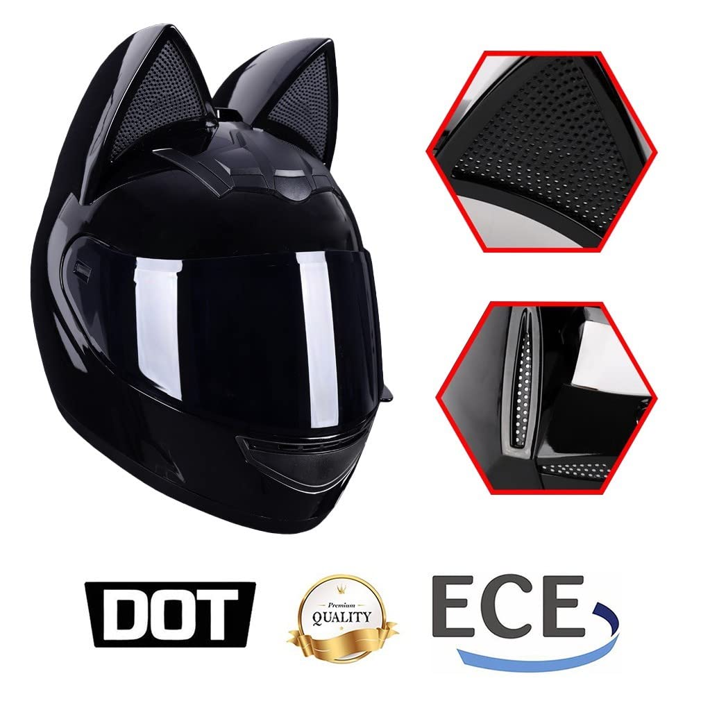 Girl damski kask motocyklowy z kocim uchem, integralny kask motocrossowy, certyfikat DOT/ECE, dla dorosłych, osobowość, kocie ucho, kask motocyklowy, modułowy kask motocyklowy z kocimi uszami