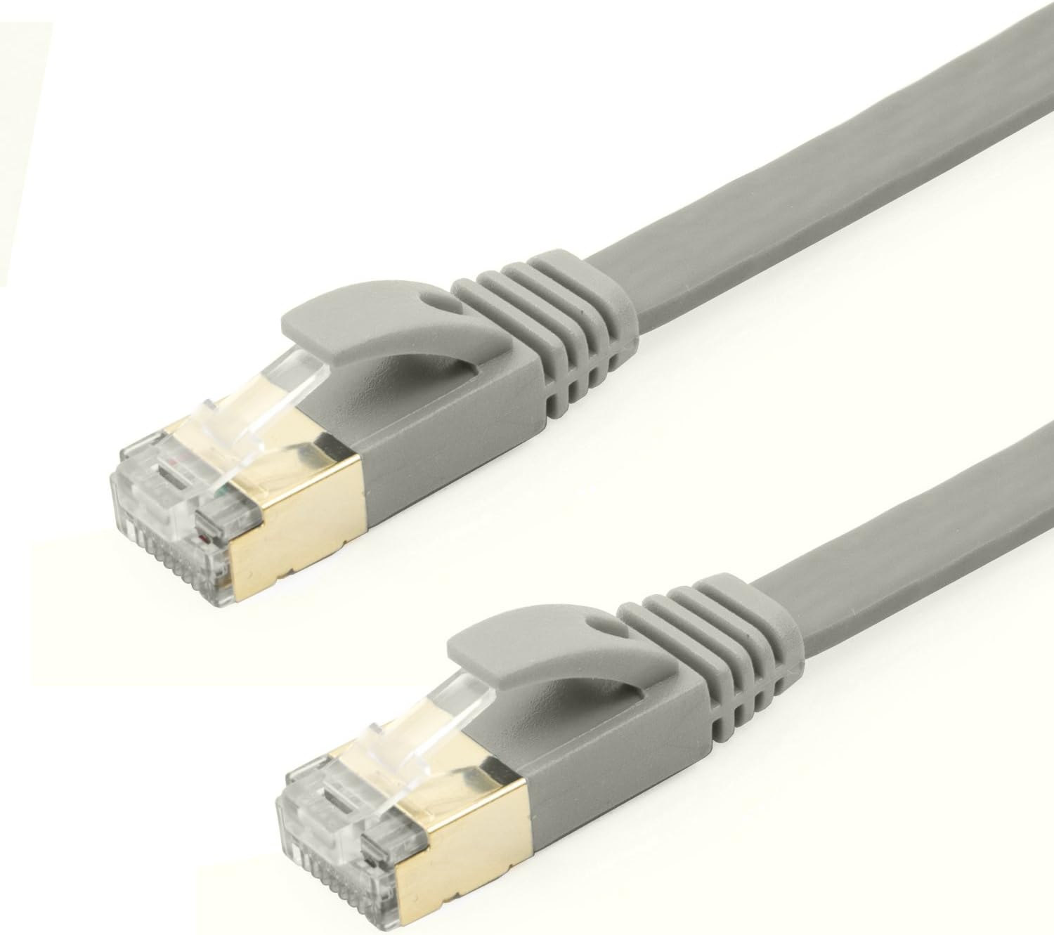 🔥 Flash Sale Buhbo 5 ft CAT7 Flat Ethernet Cable Shielded STP Network Snagless Cable RJ45 Cat 7 (24-Pack) Gray