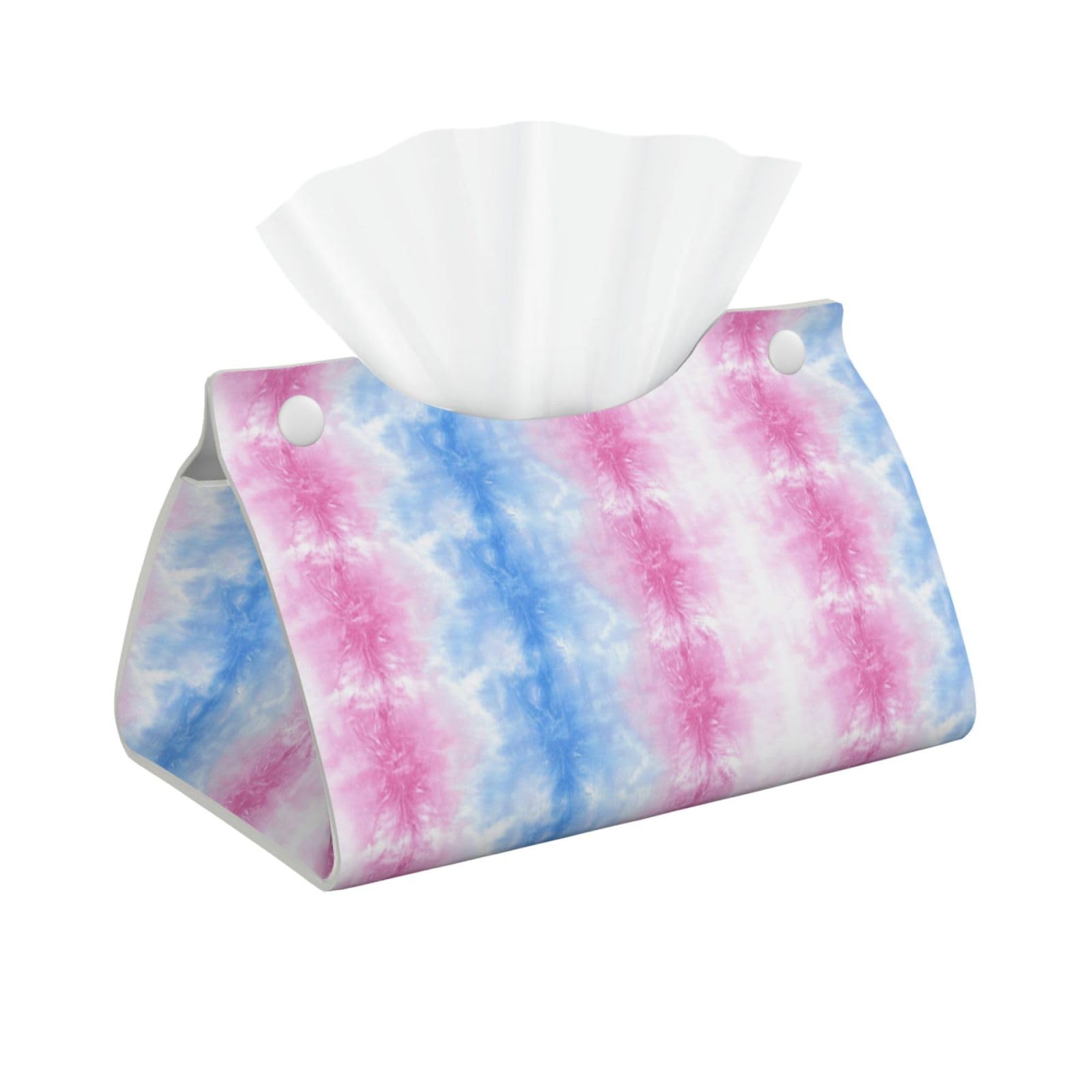 Gradient Blue Pink Tie Dye Linen Texture Tissue Box Cover Rectangle Pu Leather Tissue Box Holder for Car Bathroom Bedroom Desk Tabletop Decor