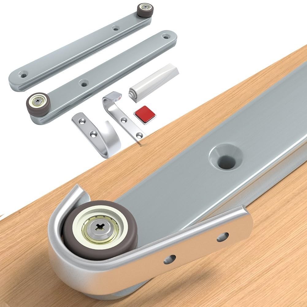 Sistema de elevación de gabinete de aleación de aluminio, poleas de goma silenciosas, rieles de puerta plegables suaves, diseño oculto seguro, herrajes fáciles de instalar para puertas de madera