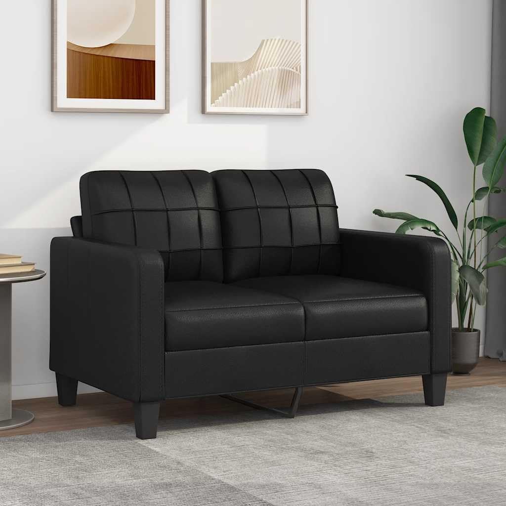 2-Seater Sofa Black Faux Leather Living Room Furniture