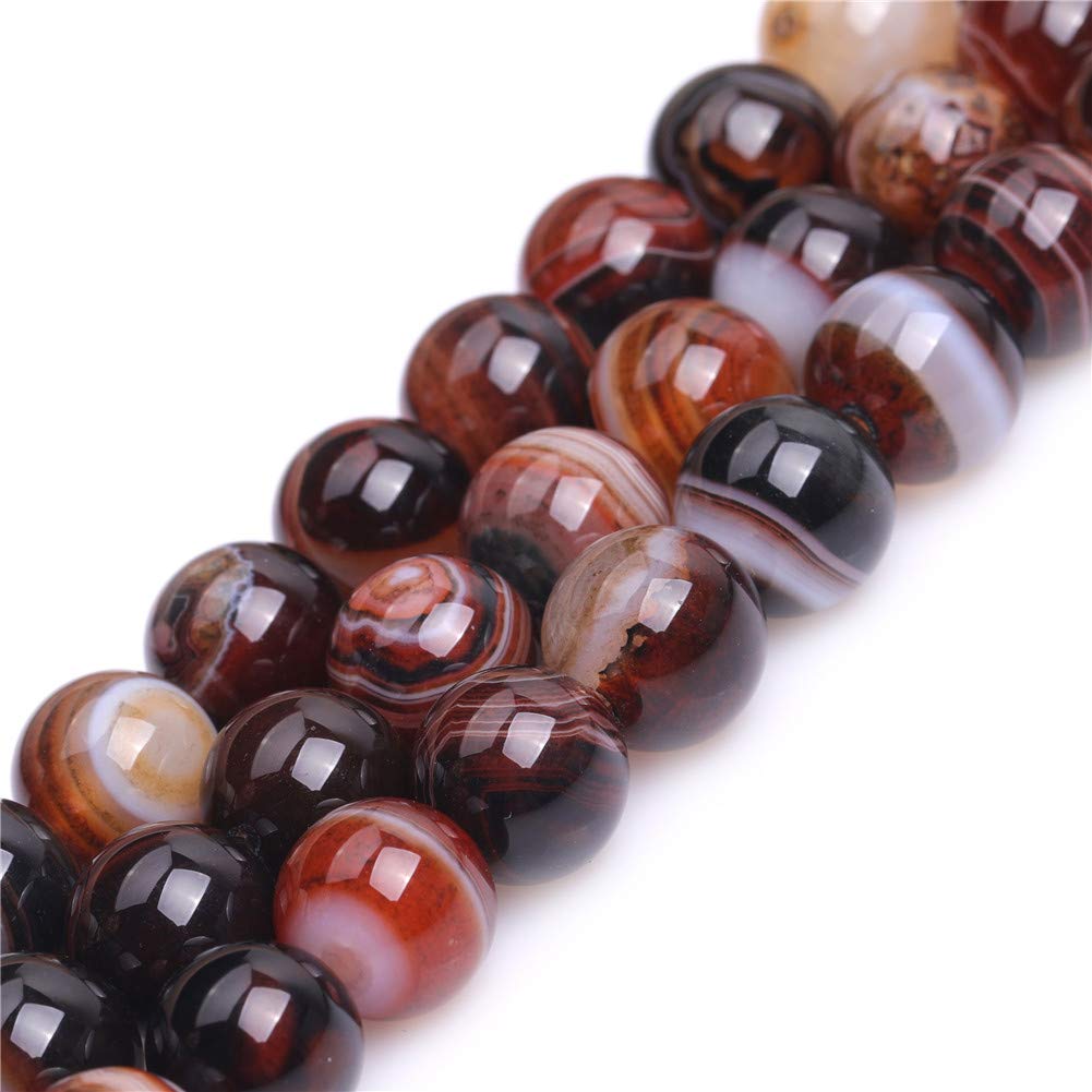 GEM-INSIDE CREATE YOUR OWN FASHION Natural Brown Onyx Agate Gemstone Semi Precious Round 12mm Loose Beads for Jewellery Making DIY Bracelet Necklace Crafts 15'' - Image 2