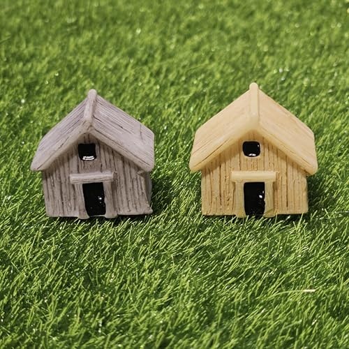 Image of Miniature House Set of 3 Resin Fairy Garden Decor Dollhouse Accessories for Mini Garden Terrarium Bonsai Gifting Home Decor