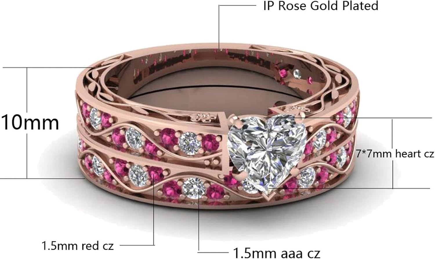 Couple Rings Matching Ring 1CT AAA CZ Rose Gold Plated Women Wedding Ring Sets for Him and Her Rings