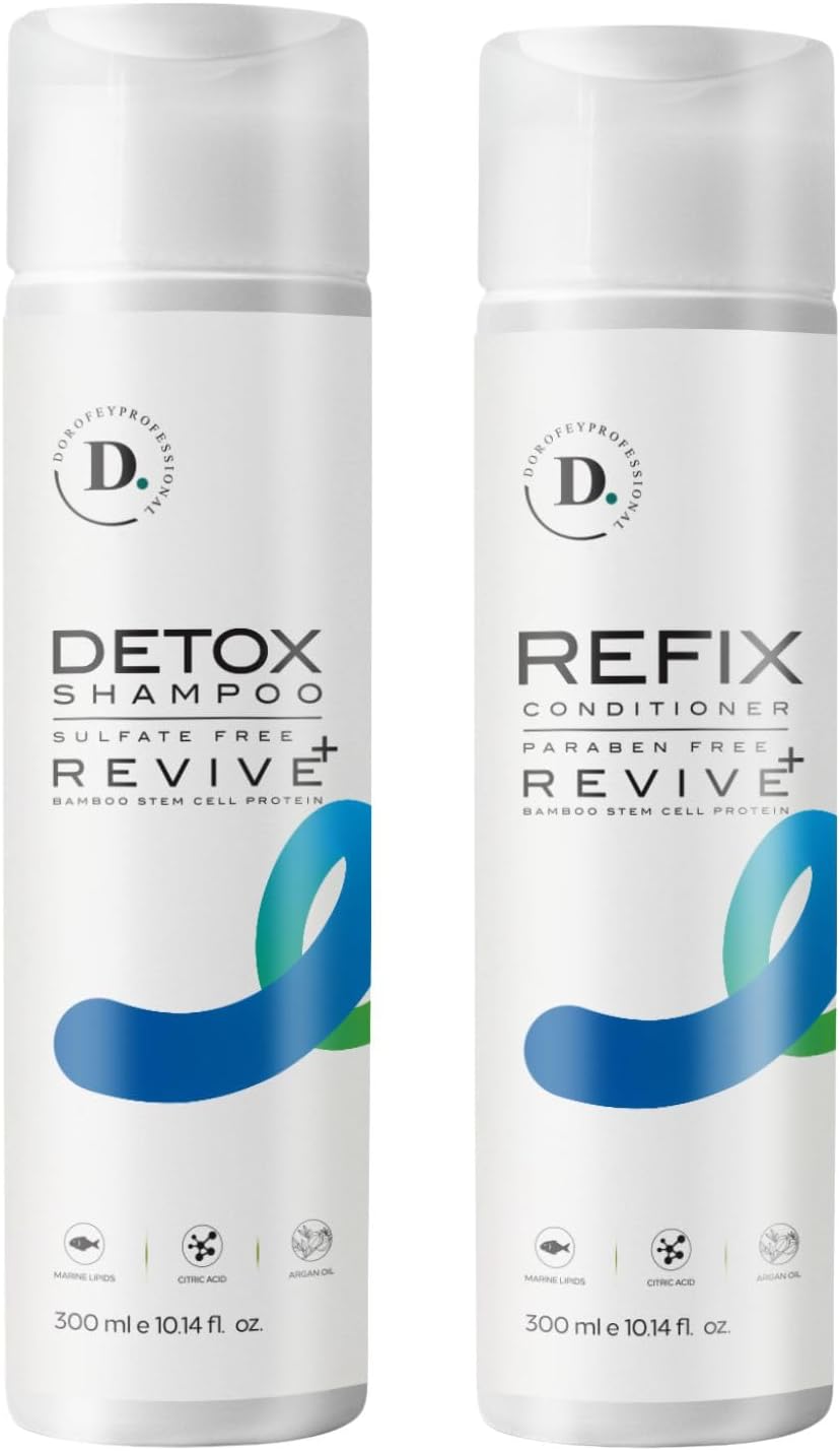 Dorofey Professional Detox Smooth Shampoo & Conditioner Combo | Frizz Control, Damage Repair, Salon Smooth Hair at Home | Sulfate Free, Paraben Free | For Dry, Frizzy & Treated Hair | 300ml Each