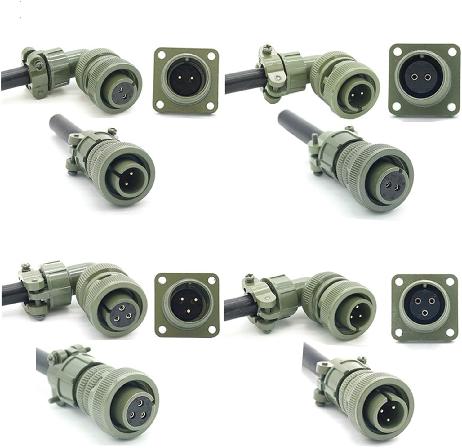 1/5 Sets 2/3 Pin MS5015 Series Original Standards Aviation Wiring Plug Straight Elbow Male Female Connector AICNRUT(Army green,5 sets)