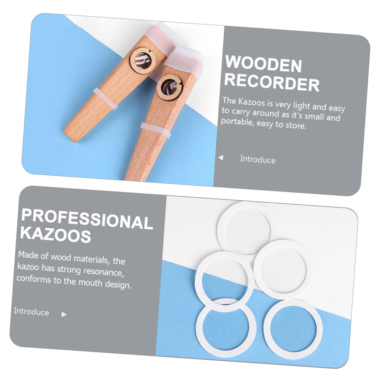 iplusmile Kazoo de Madera Profesional para Adultos Instrumento Musical Portátil con Resonancia Fuerte Acompañamiento para Guitarra Ukelele y Violín