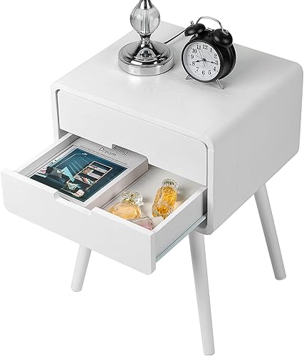 Miniatura 8 de Karl home Mesita de noche moderna de mediados de siglo para dormitorio, mesita de noche escandinava con 4 patas de madera maciza, mesa auxiliar de 2