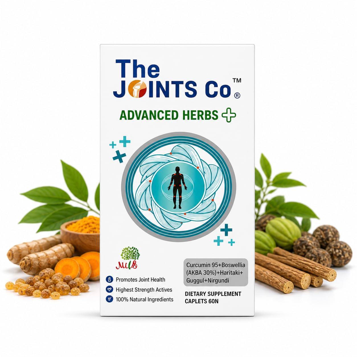 The Joints Co Advanced Herbs Plus Plant-Based Joint & Bone Support Supplement | 100% Vegetarian | No Glucosamine | For Joint Pain, Mobility, Flexibility & Bone Strength | 60 Tablets