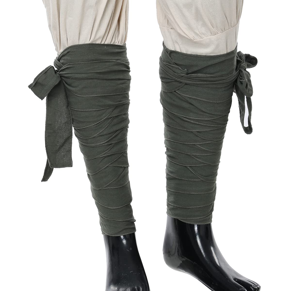 2pcs Medieval Mens Viking Long Puttees Leg Calf Wraps Belt LARP Pirate Cosplay Costumes (Army Green)