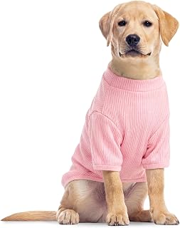 Dünner Hunde T-Shirt für große Hunde – Elastischer Hundepullover aus Rippstrick für Deutscher Schäferhund, Golden Retriever & Husky, Atmungsaktiv & Weich Hundeshirt, Blütenrosa XXL