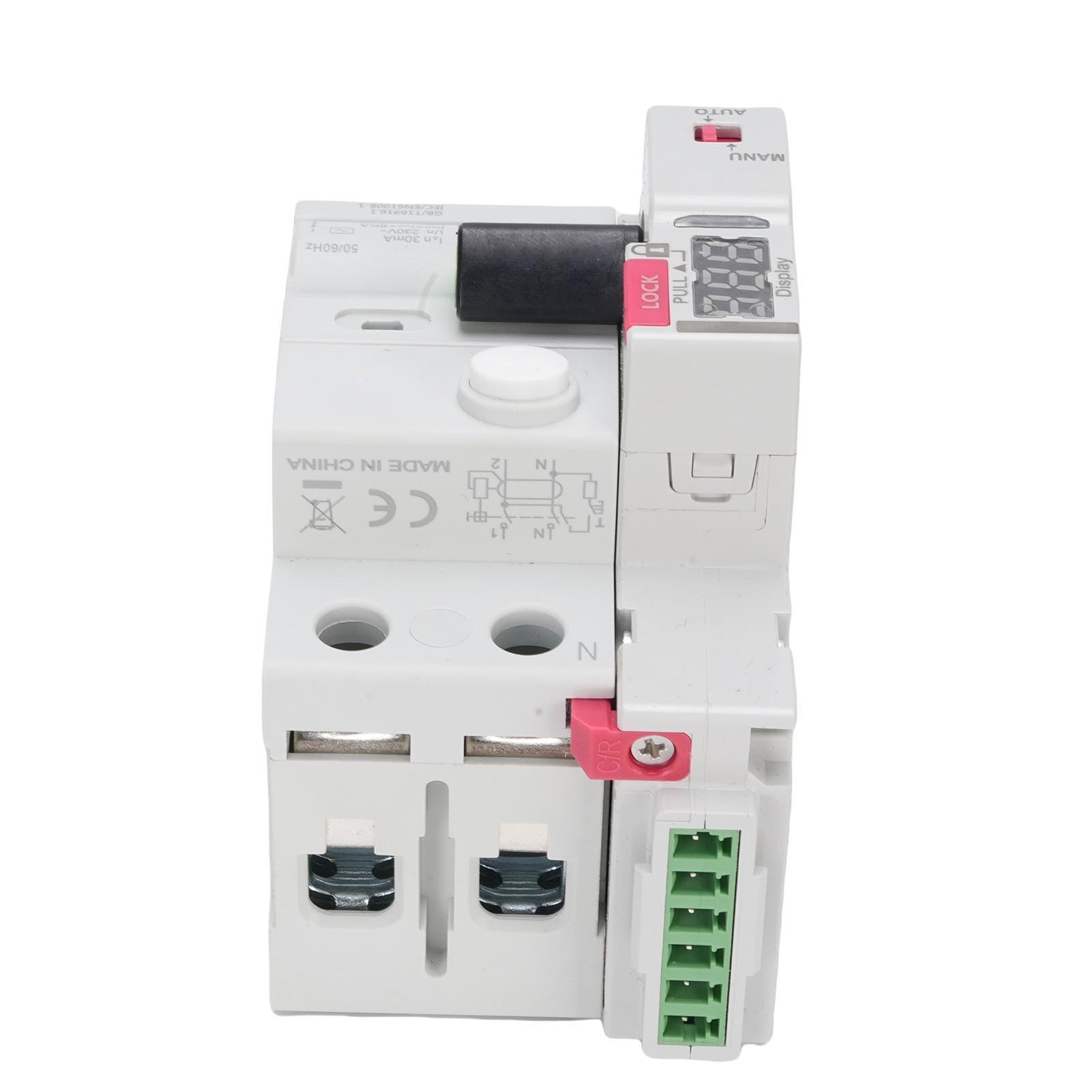 Interruttore differenziale differenziale RCD 2P RCD tipo A Display digitale ripristino automatico applicabile per energia solare fotovoltaica Smart Home (Ha pugnalato)