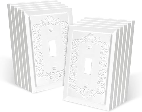 Miniatura 15 de Cubiertas de toma de corriente de diseño en relieve de pétalo estilo clásico blanco moderno, placas de pared para receptáculo eléctrico dúplex