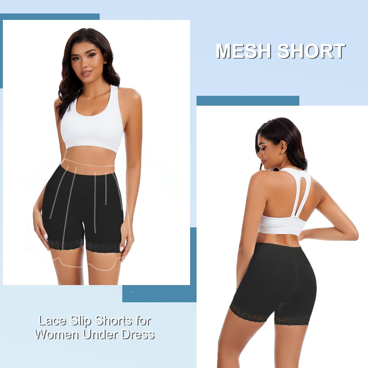 Slip Shorts Mesh Cooling Shorts Women Lace Anti Chafing Under Boyshorts Summer - Image 3