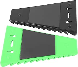 TYHREF-4pcs Magnetic Wrench Organizers, 12-Slot Each Wrench Holder Wrench Rack Tray Storage Tool Box Wrenches Size Sae 1 4 15 16 Metric 6mm 24mm Black Gree