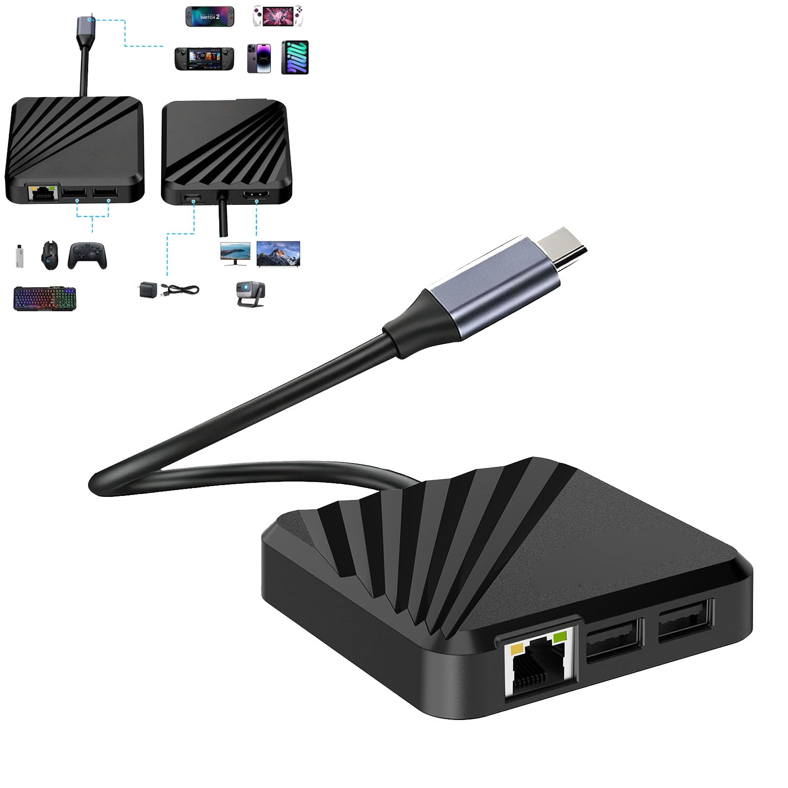 Hub dock di espansione multi-interfaccia portatile Adattatore per mirroring dello schermo HD Connettore convertitore USB-C per Nintendo Switch 2/1 per Rog Ally per Steam Deck Console di gioco
