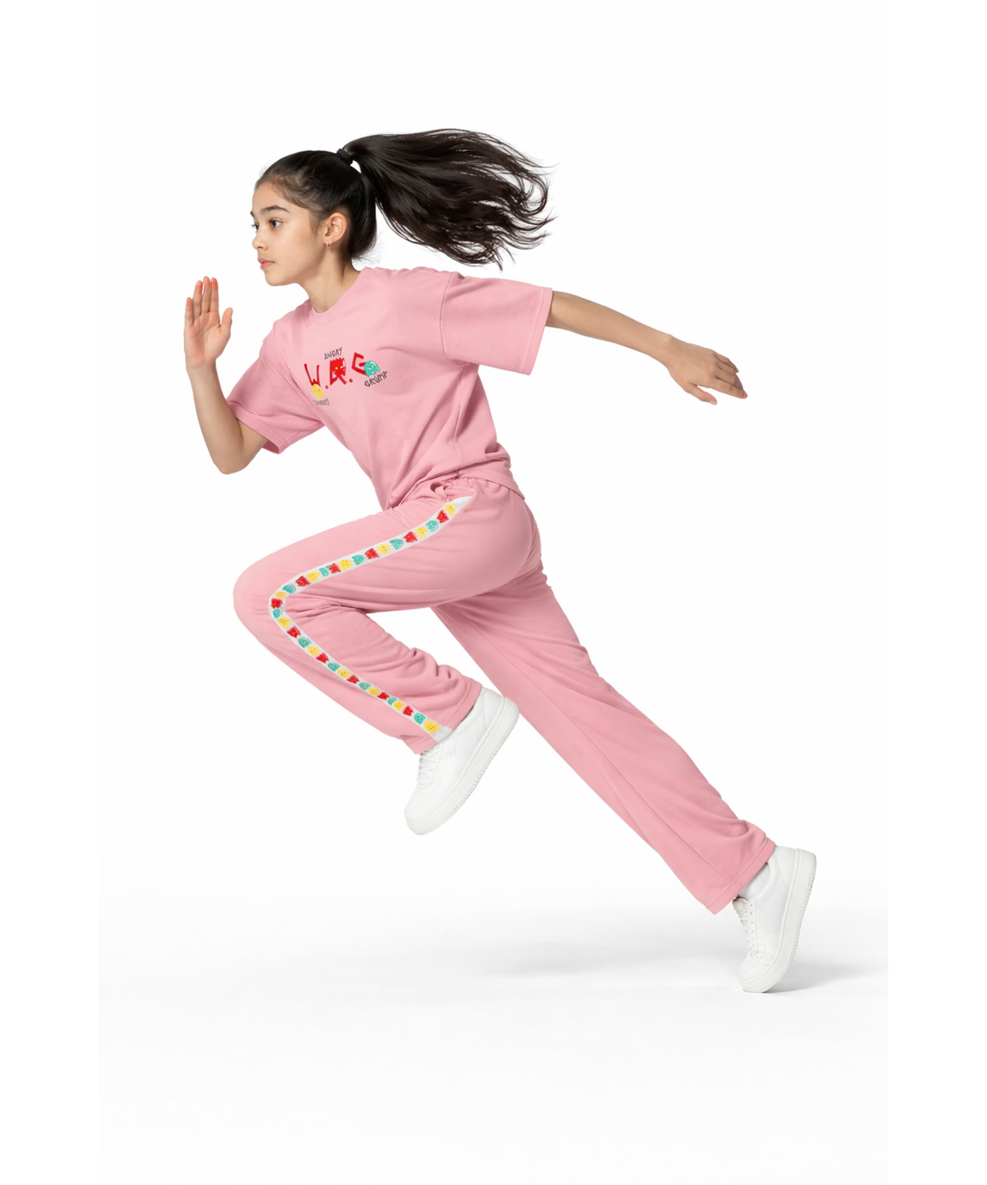 SHODOX® Set coordinato da ragazza in misto poliestere, vestibilità comoda, maglietta e pantaloni sportivi stampati | Morbido traspirante elegante estivo casual comodo da indossare per ragazze