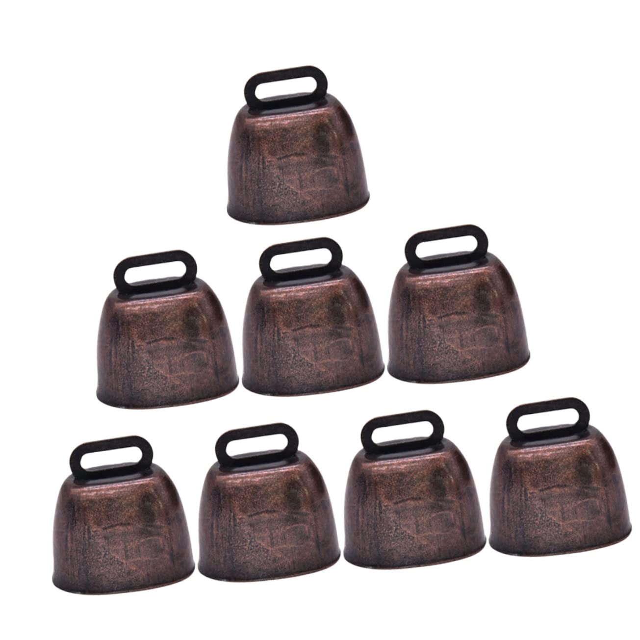 Levemolo 8pcs Mini Cow Bells for Sporting Events Loud Metal Cattle Bells Bright Sound Practical for Farm Pet Sheep Horse DIY Jewelry Accessories