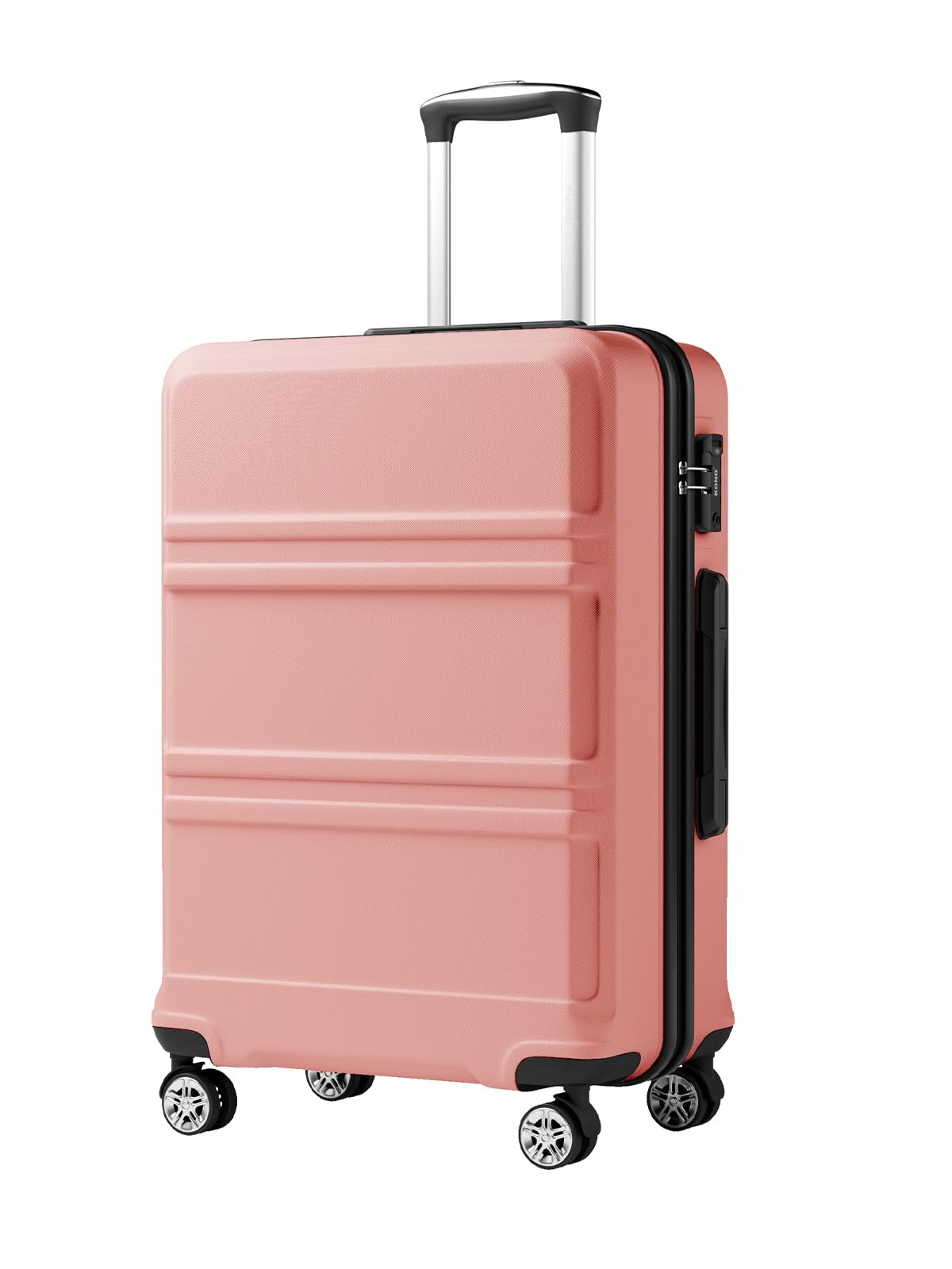 KONO mittelgroßer Koffer Hartschale ABS+PC, Reisekoffer Trolley mit TSA Schloss, Leichter Koffer mit Rollen für Urlaub, Familienreise & Business (Roségold, 66 cm)
