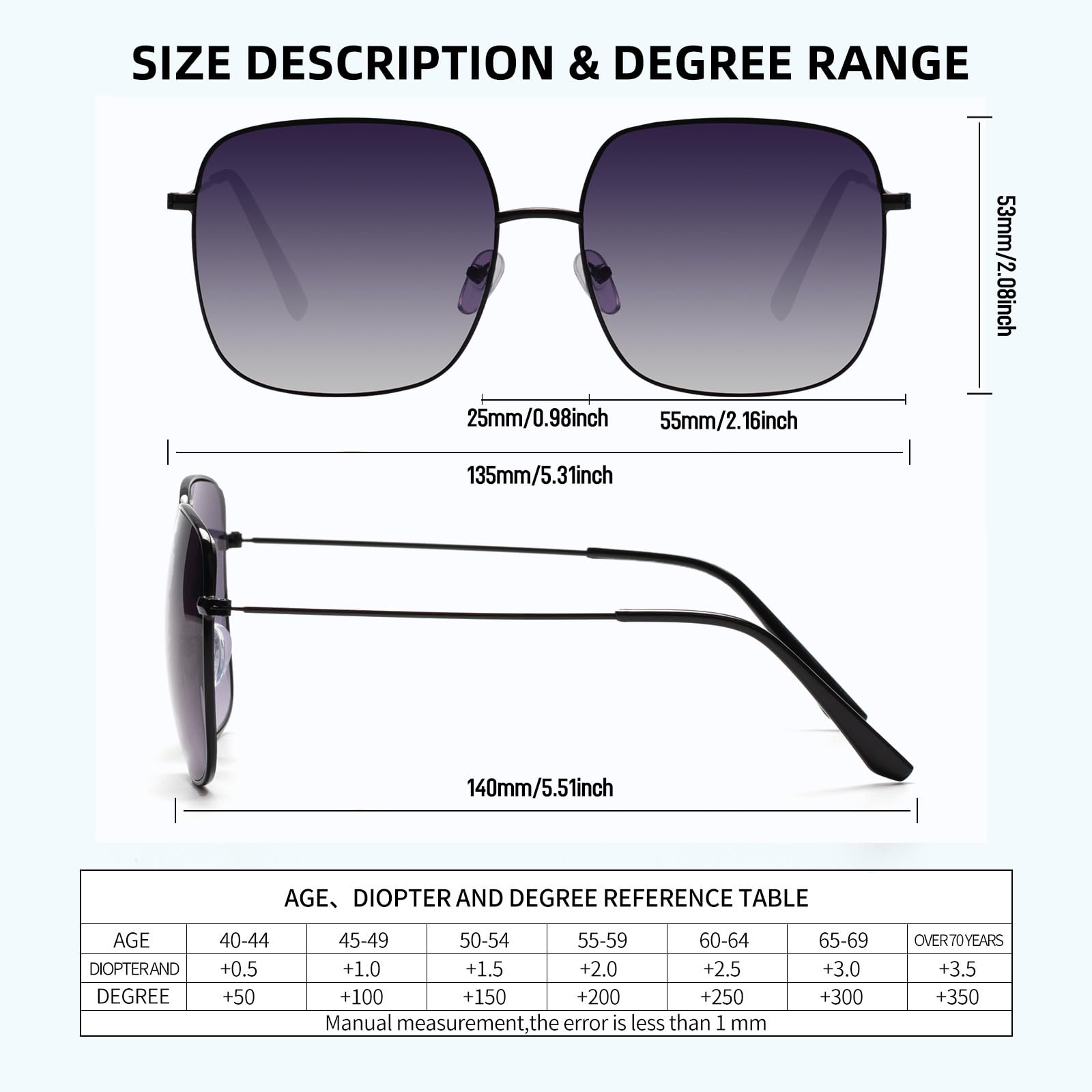 KAEOISFU Oversized Square Metal Reading Sunglasses Women, Large Tinted Reading Glasses, Fashion Big Frame Anti UV Sun Readers - Image 3