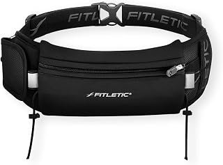 Fitletic Ultimate II No-Bounce Running Belt Pouch - Gel Loops, Phone Pocket, Bib Toggles for Marathons & Trails