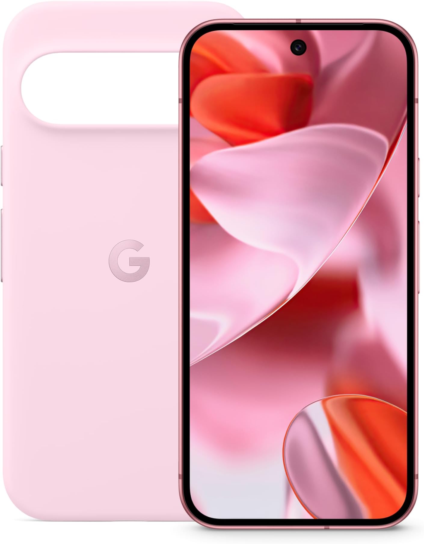 Google Pixel 9 - Unlocked Android Smartphone with Gemini, Advanced Camera, 6.3" Actua Display - Peony, 128GB + Pixel 9 & Pixel 9 Pro Case - Stain-Resistant Silicone - Rose Quartz