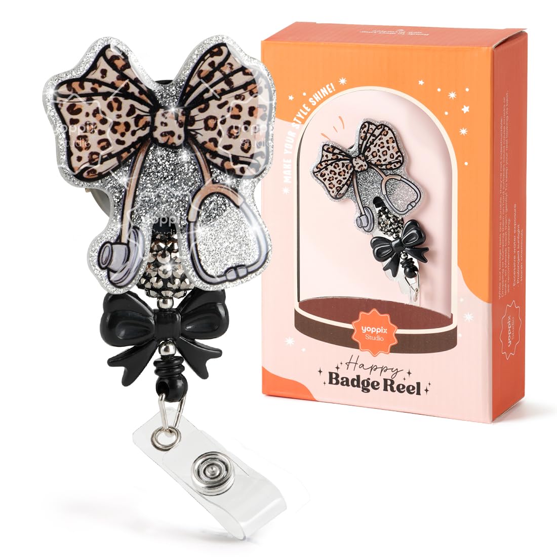 Amazon.com : YOPPIX Leopard Bow Stethoscope Badge Reel, Coquette
