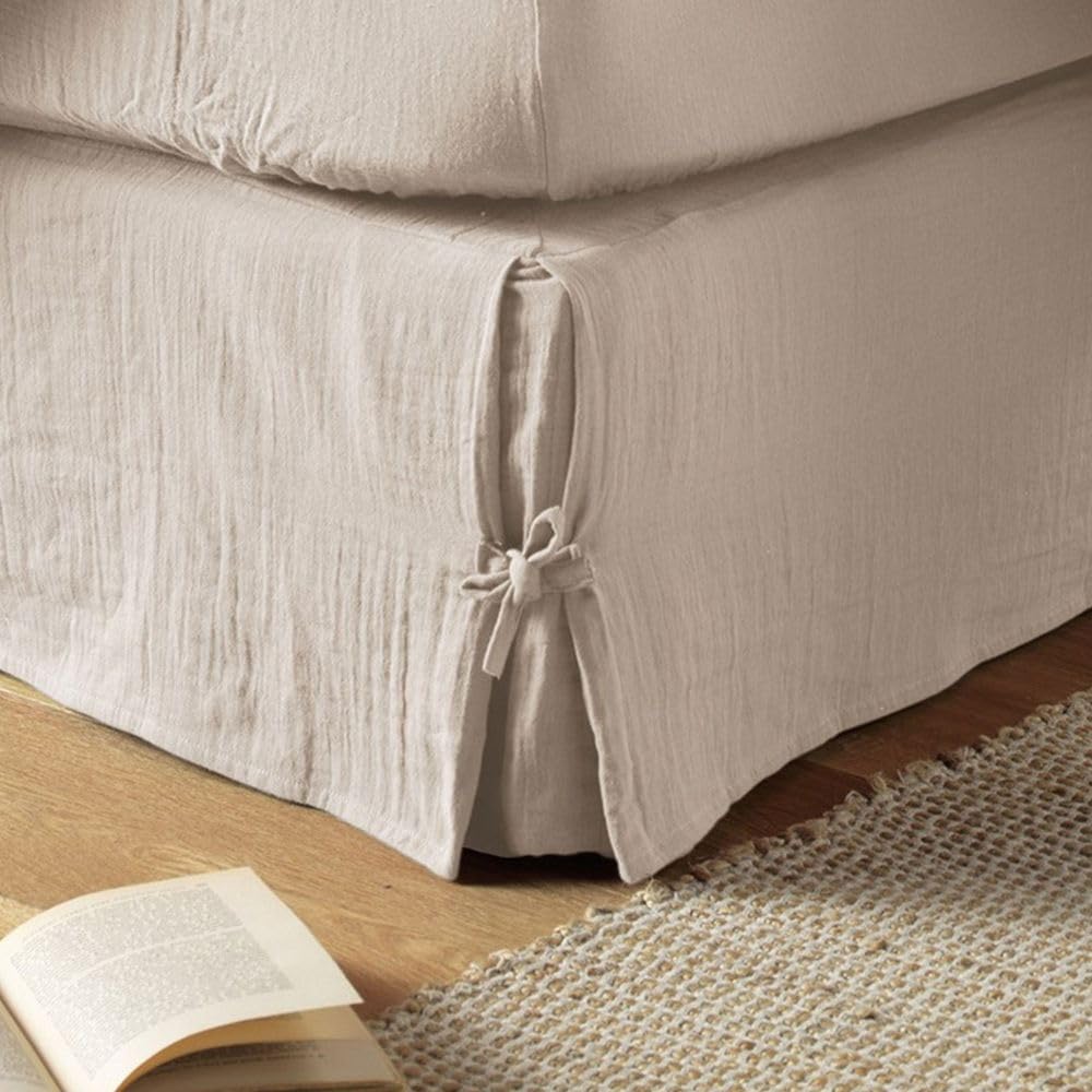 Cache sommier 180x200 cm Gaze de Coton Naturel