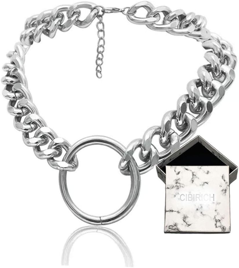 Chunky Necklaces for women Punk Chain Silver Statement Collar Necklace