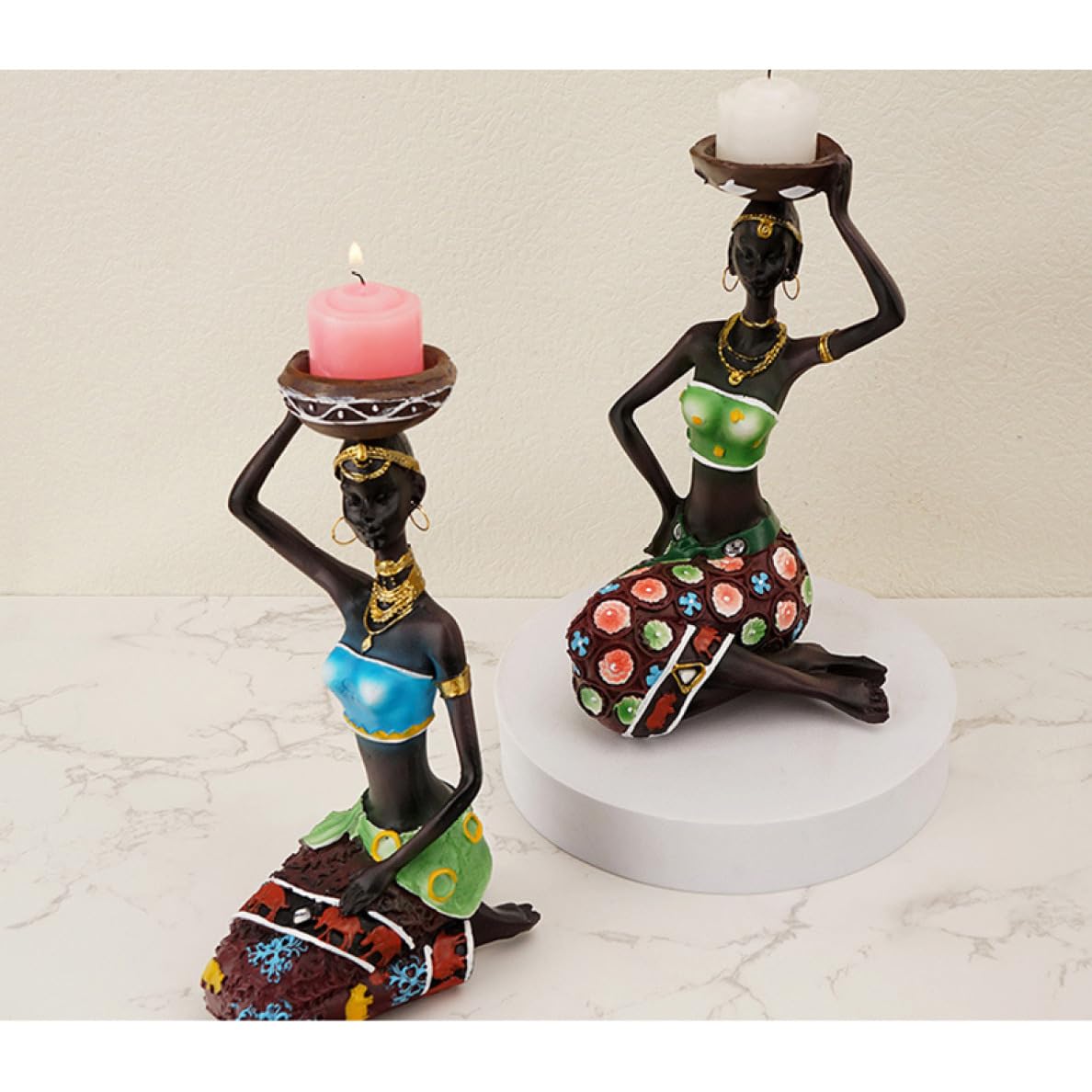 アフリカ？ 頭部 ペア 置物