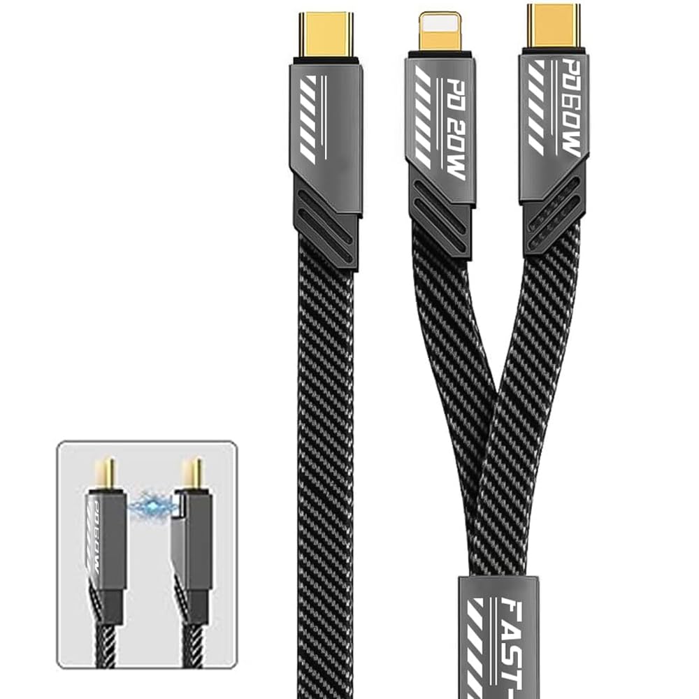 Zeitel® Dual USB-C & Lightning 65W High-Speed Charging Cable Nylon Braided, PD Fast Charge Cord for iPhone 15/14 Pro Max/13/12/11 & USB-C Devices - Versatile Connectivity (B0CP73JQTD) Amazon Price History, Amazon Price Tracker