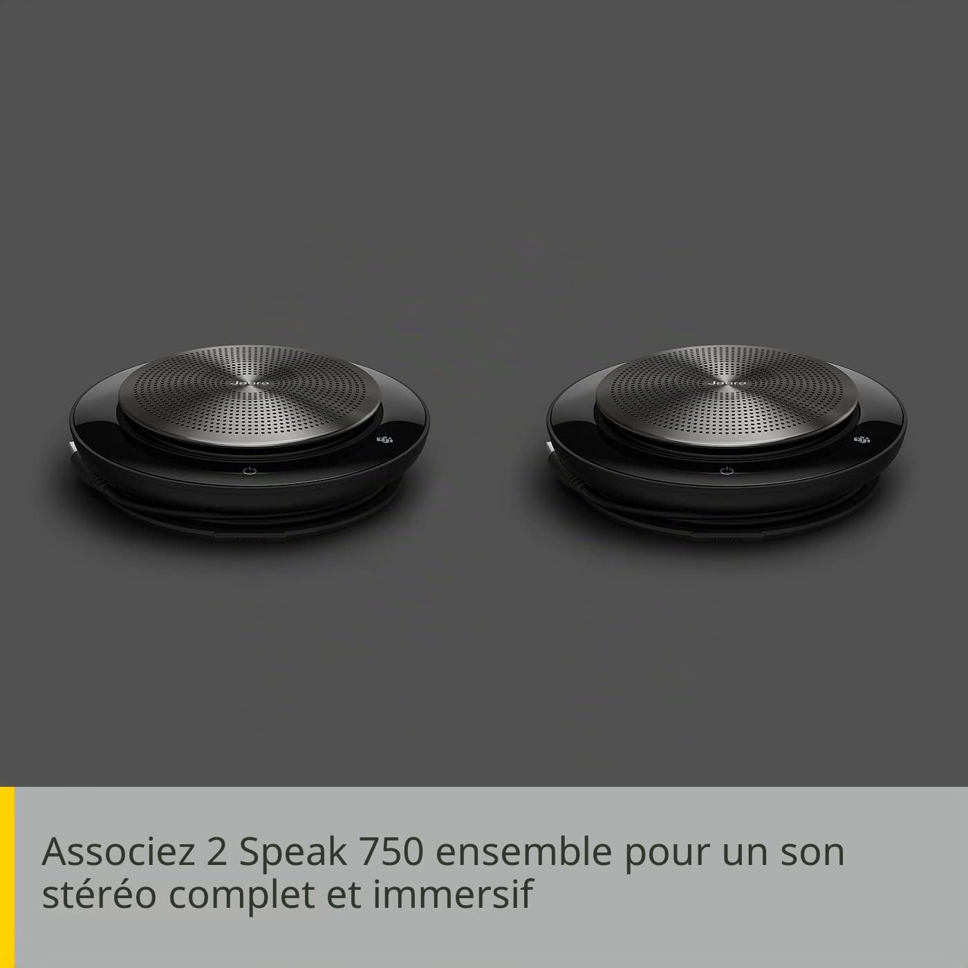 Jabra Speak 750 Haut-parleur de conférence portable certifié Communications unifiées avec adaptateur Bluetooth et USB Connexion avec ordinateurs portables, smartphones et tablettes