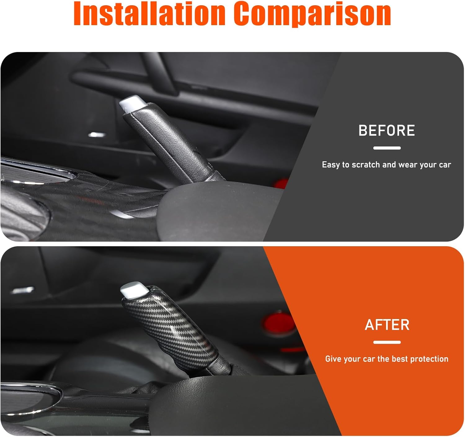 PIUGILH Handbrake Lever Cover Compatible with C6 Corvette 2005-2013 Accessories, Parking Brake Lever Decorative Protector (Carbon Fiber)