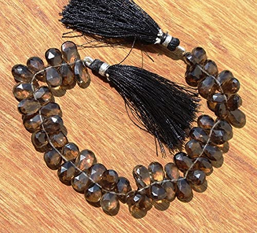 Perle quartz fumé véritable facettée briolette haut de gamme LKBEADS création bijoux luxe