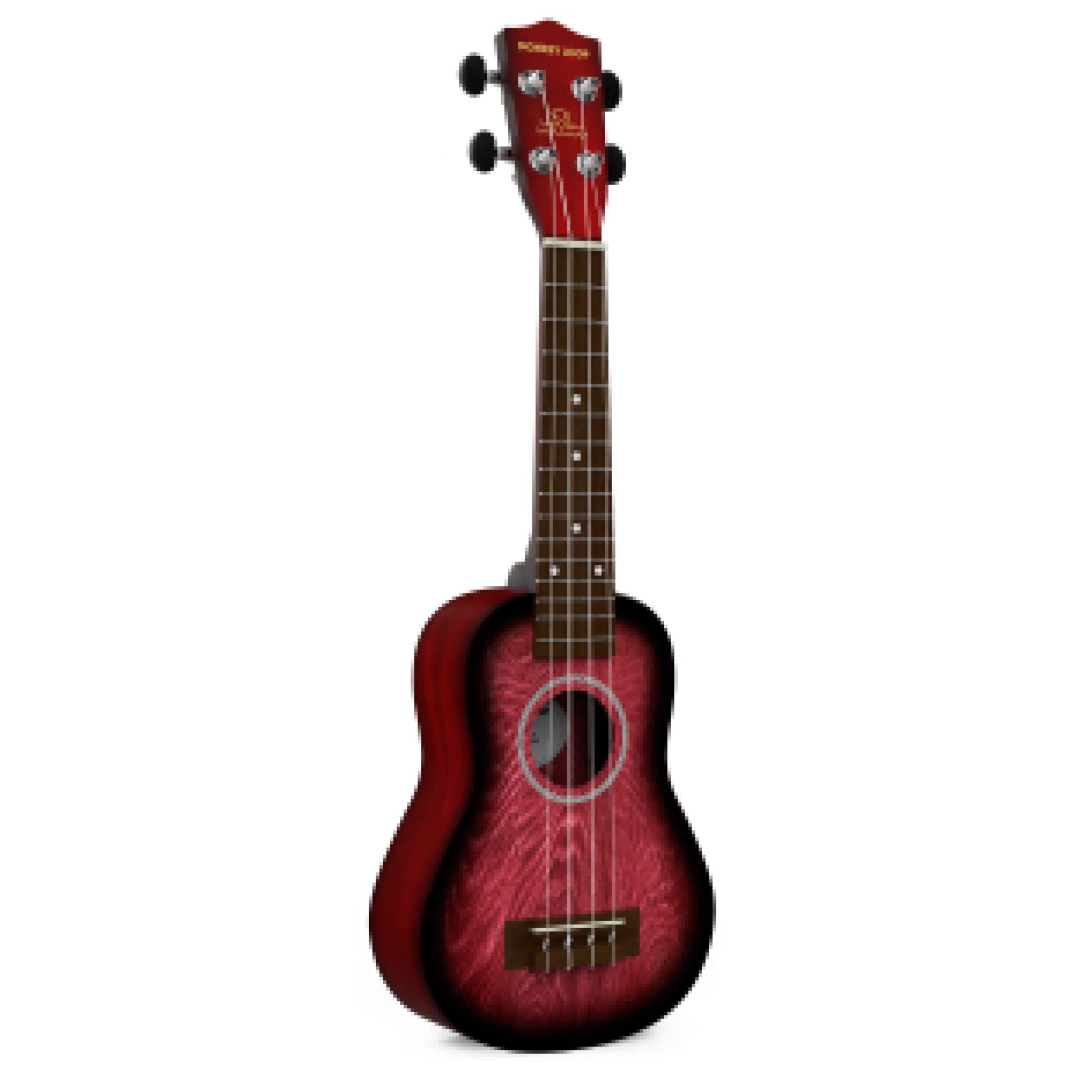 MONKEY LOOP Jungle Pack Rouge – Ukulélé Soprano – Cordes Aquila – Comprend Un étui pour ukulélé, Un accordeur, Un plectre et Un Chiffon de Nettoyage – Tilleul – Couleur Rouge
