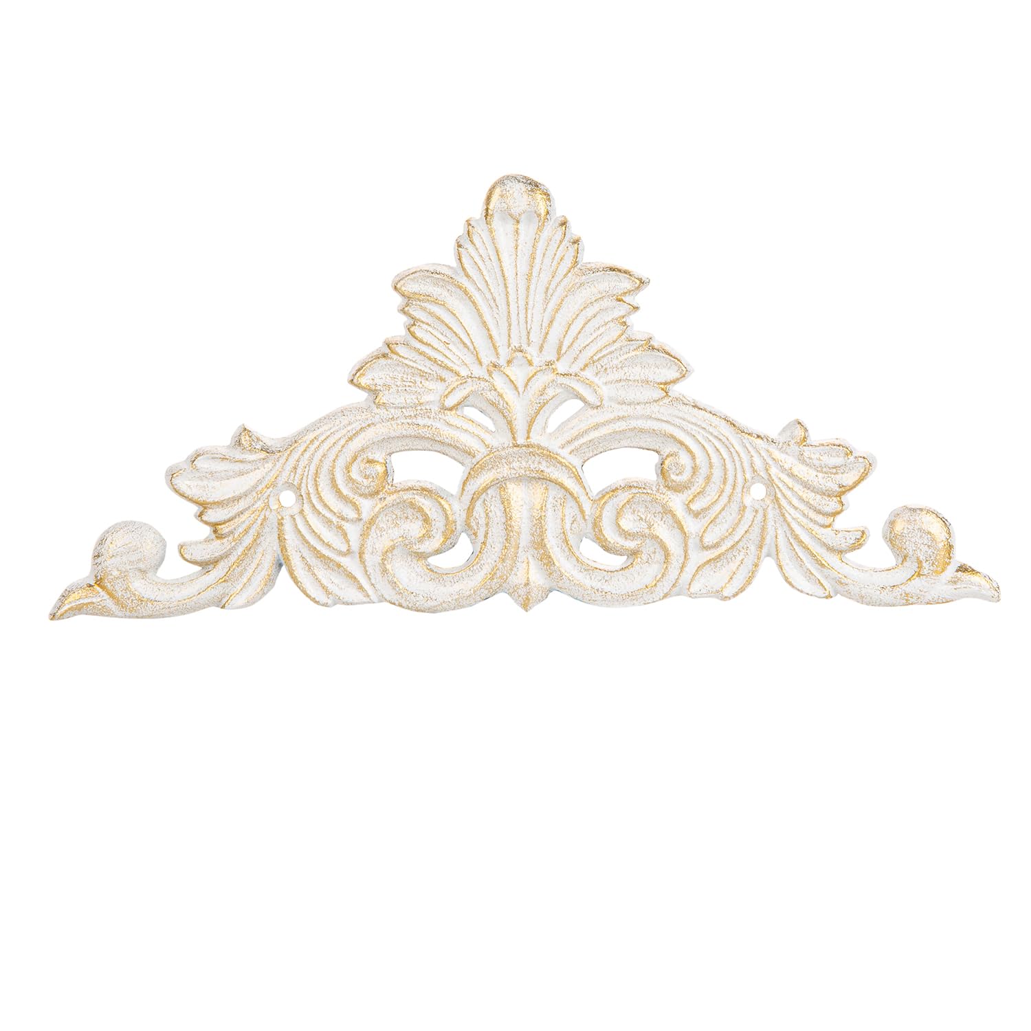 Sungmor White Victorian Style Cast Iron Wall Plaque, Antique Fleur De Lis Design Metal Wall Art Decor - 11.8 Inch Large Decorative Shabby Chic Plaque For Doorway