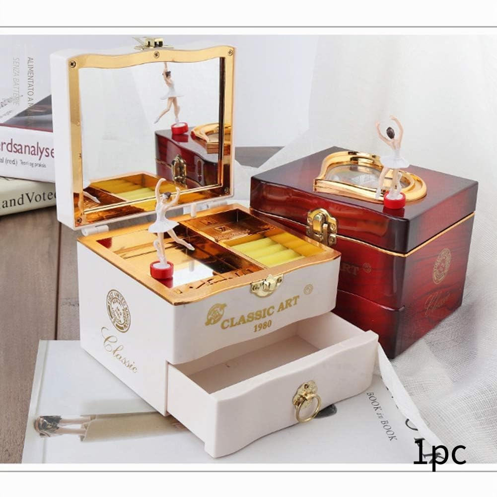 Faderr Scatola regalo di musica, Carillon rotante di nozze, Carillon musicale gioielli ballerina portagioie musicale cassetto di stoccaggio gioielli ballerina ornamenti ragazza musicale