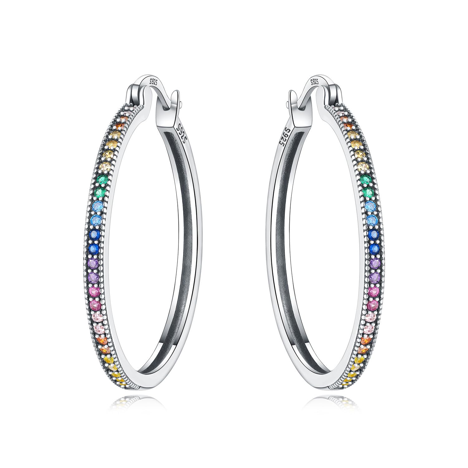 Pendientes de aro de plata de ley 925 para mujer, hipoalergénicos, estilo huggie — view 21