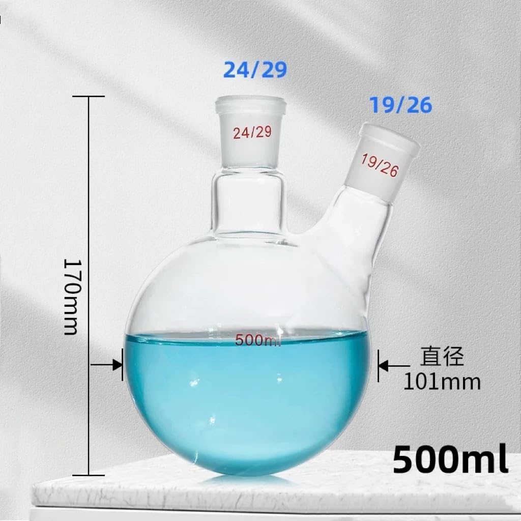 Pallone in vetro for distillazione da laboratorio a fondo tondo a due colli/pallone a doppio collo(500ml 24x19)
