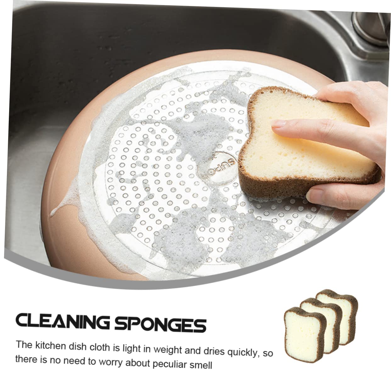 Éponge de Nettoyage Toast 6 Pièces en Mousse Lavable Réutilisable