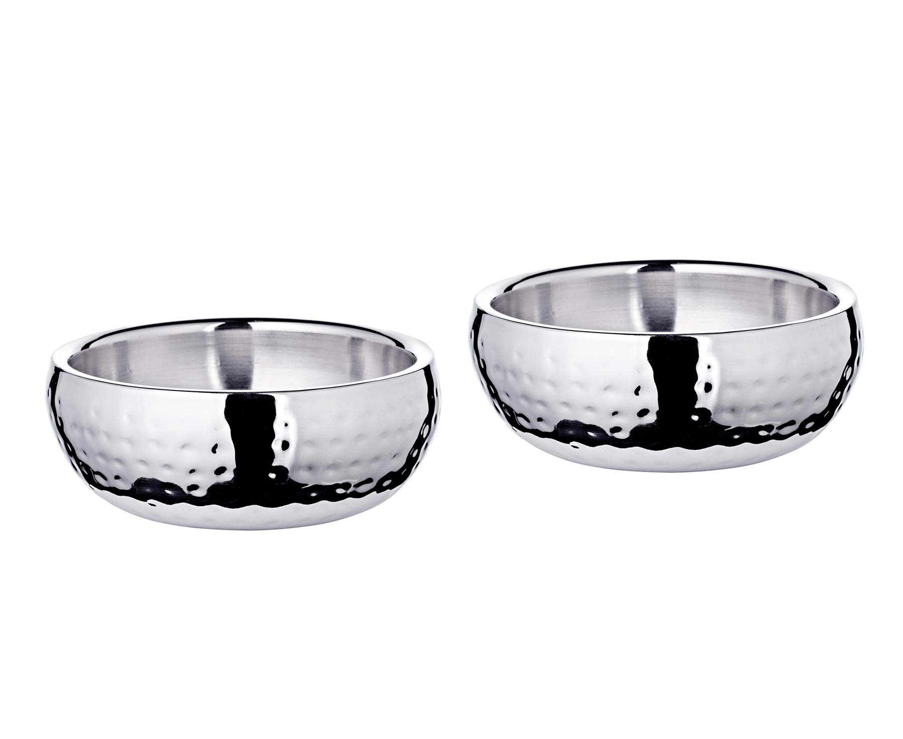 Edzard set da 2 ciotole Pluto, acciaio pregiato, martellato all'esterno, diametro 12 cm