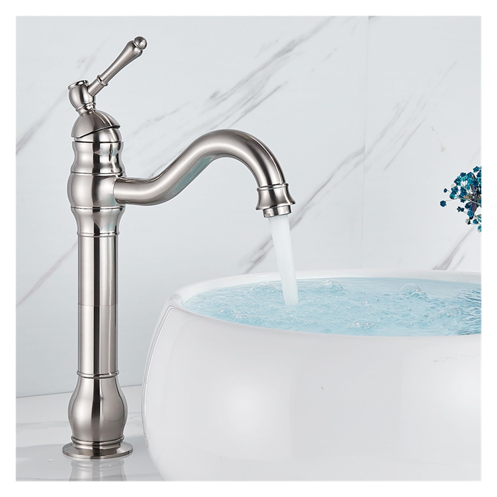 Mitigeur chaud et froid pour lavabo de salle de bain en laiton High-Brush Nickel rotatif