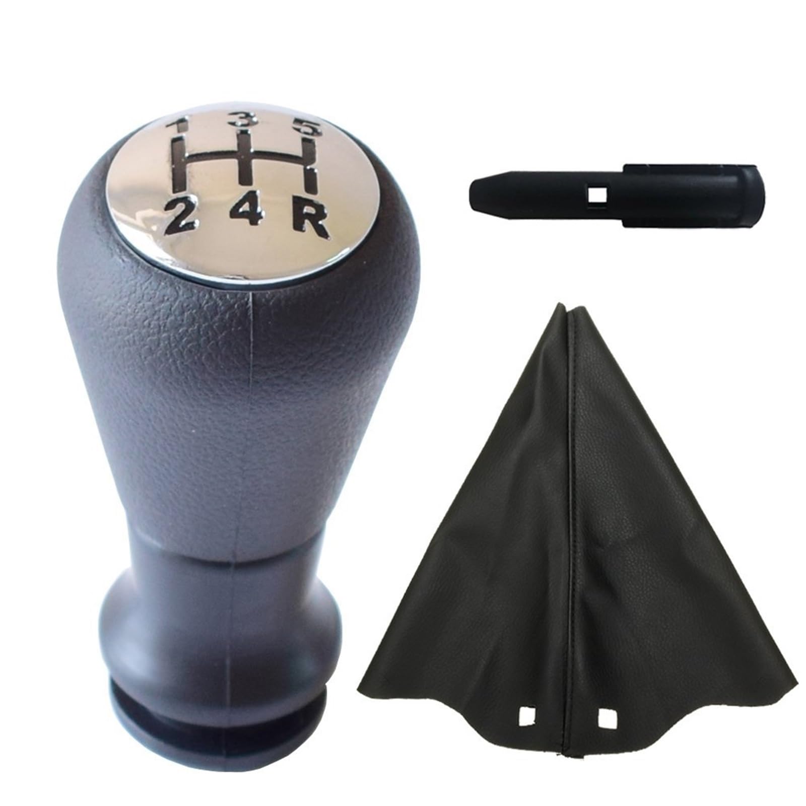 GKQRKVNM Gear Lever Compatible with Citroen for Saxo for Xsara for Xantia C2 C3 for Pluriel Car Manual 5 Speed Car Gear Shift Shifter Knob Lever Gaiter Boot(Silver -Set)