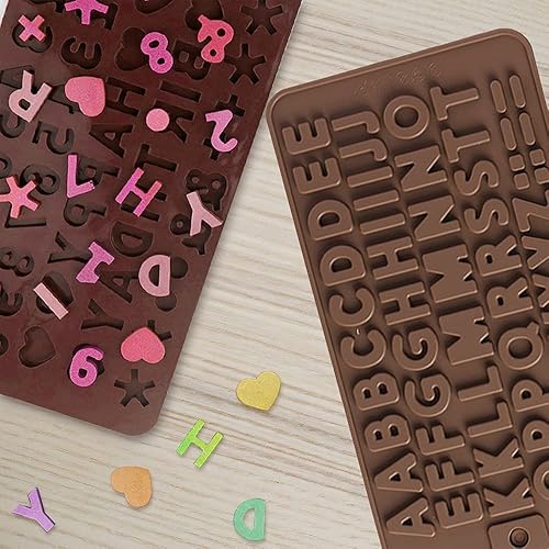 Miniatura 4 de Molde de silicona para chocolate con letras, 2 moldes de silicona antiadherentes, perfectos para decoración de pasteles, fiesta de cumpleaños