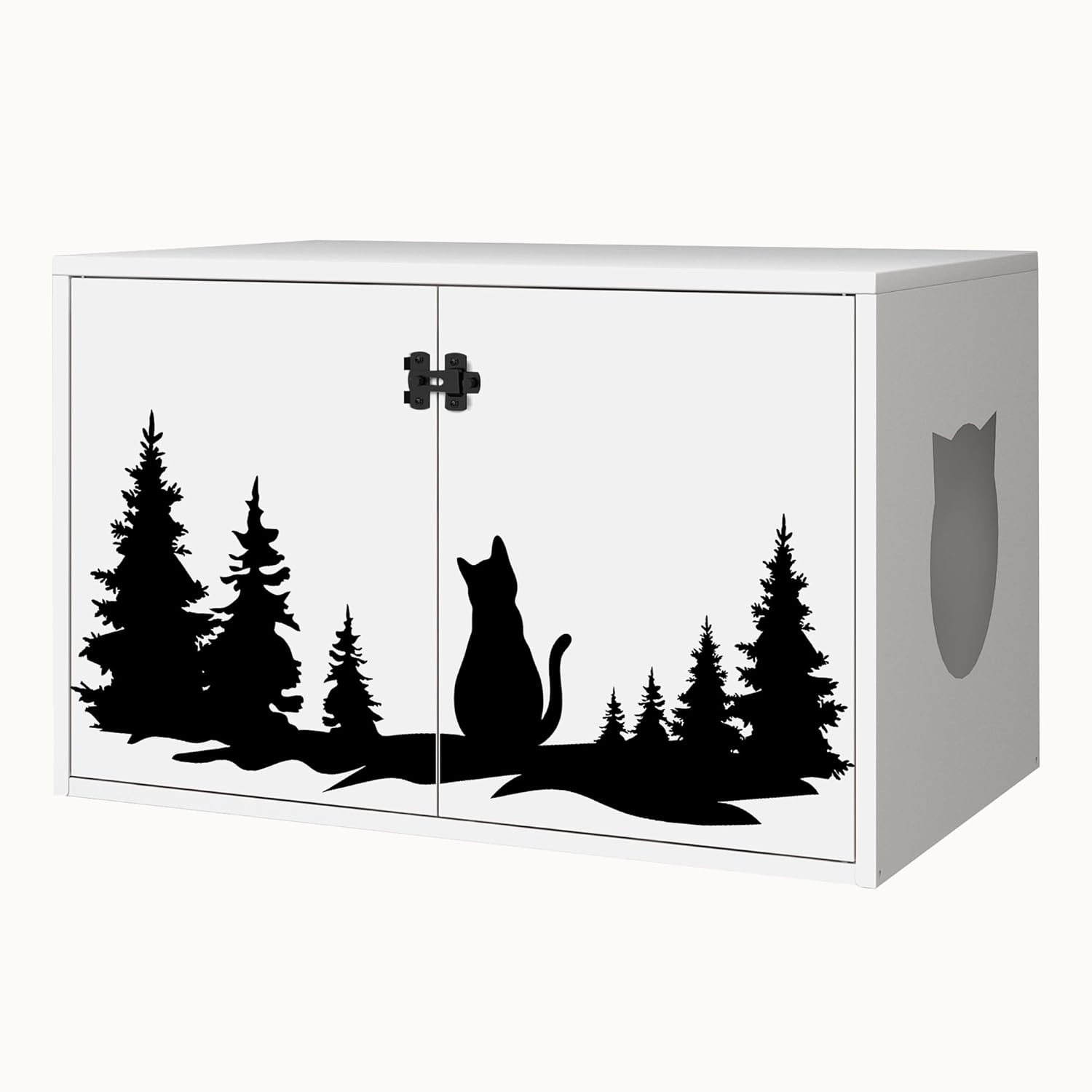 MIOCASA Cat Litter Box Enclosure，Metal Cabinet Hidden Litter Box Furniture with 2 Doors, Indoor Cat House End Table for Living Room Entryway