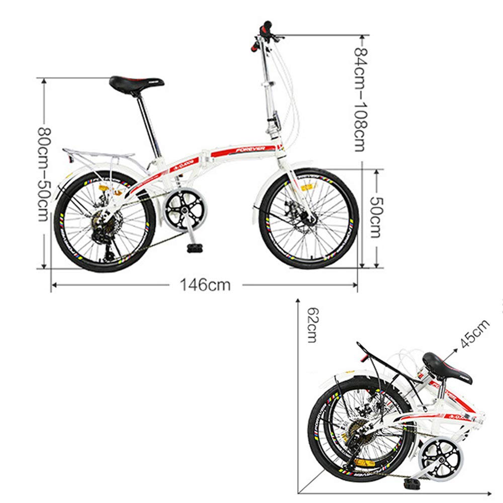 Amazon.co.jp: 20インチ 高炭素鋼 折りたたみ自転車 7速シフト ダブル