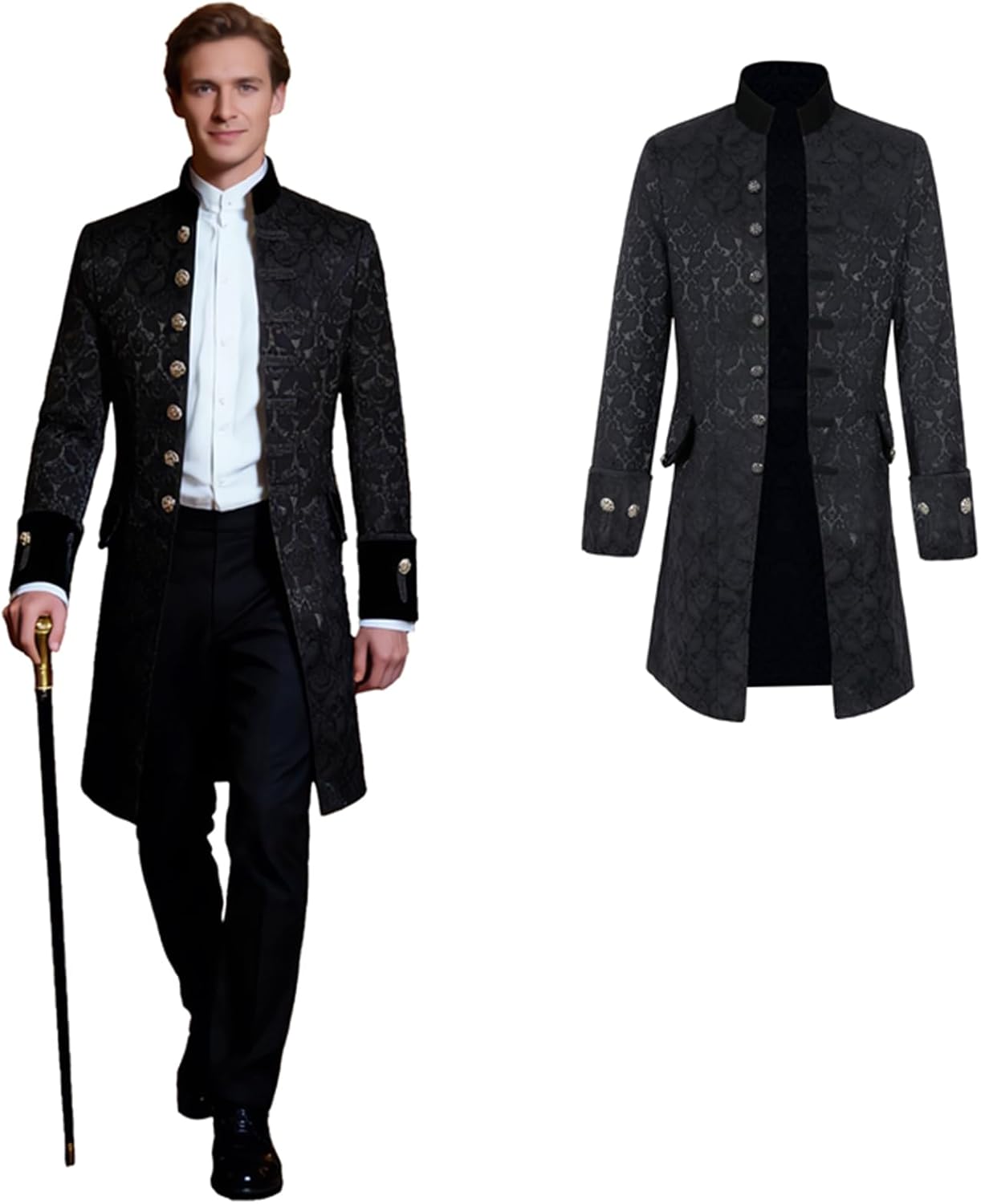Men's Vintage Steampunk Jacket Tailcoat Halloween Costumes Victorian Coat Gothic Cosplay Coat Uniform